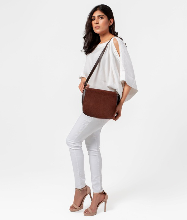 Brown valvet Handbags For Girls 607 - Senora