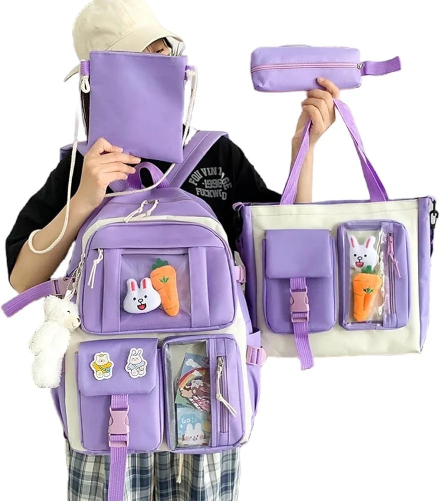 Multi pieces canvas girls Korean style trendy backpack