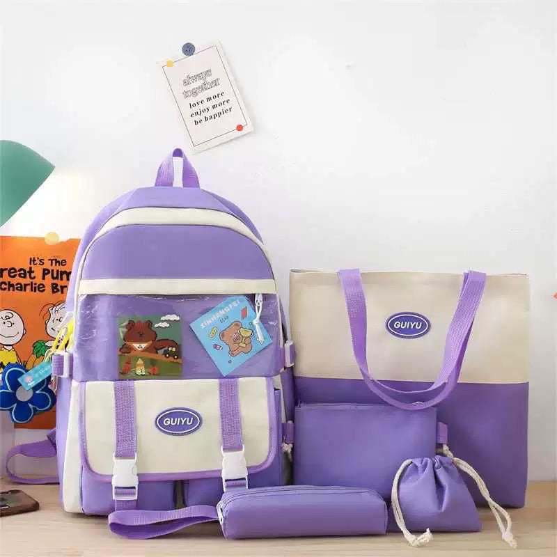 Multi pieces canvas girls Korean style trendy backpack