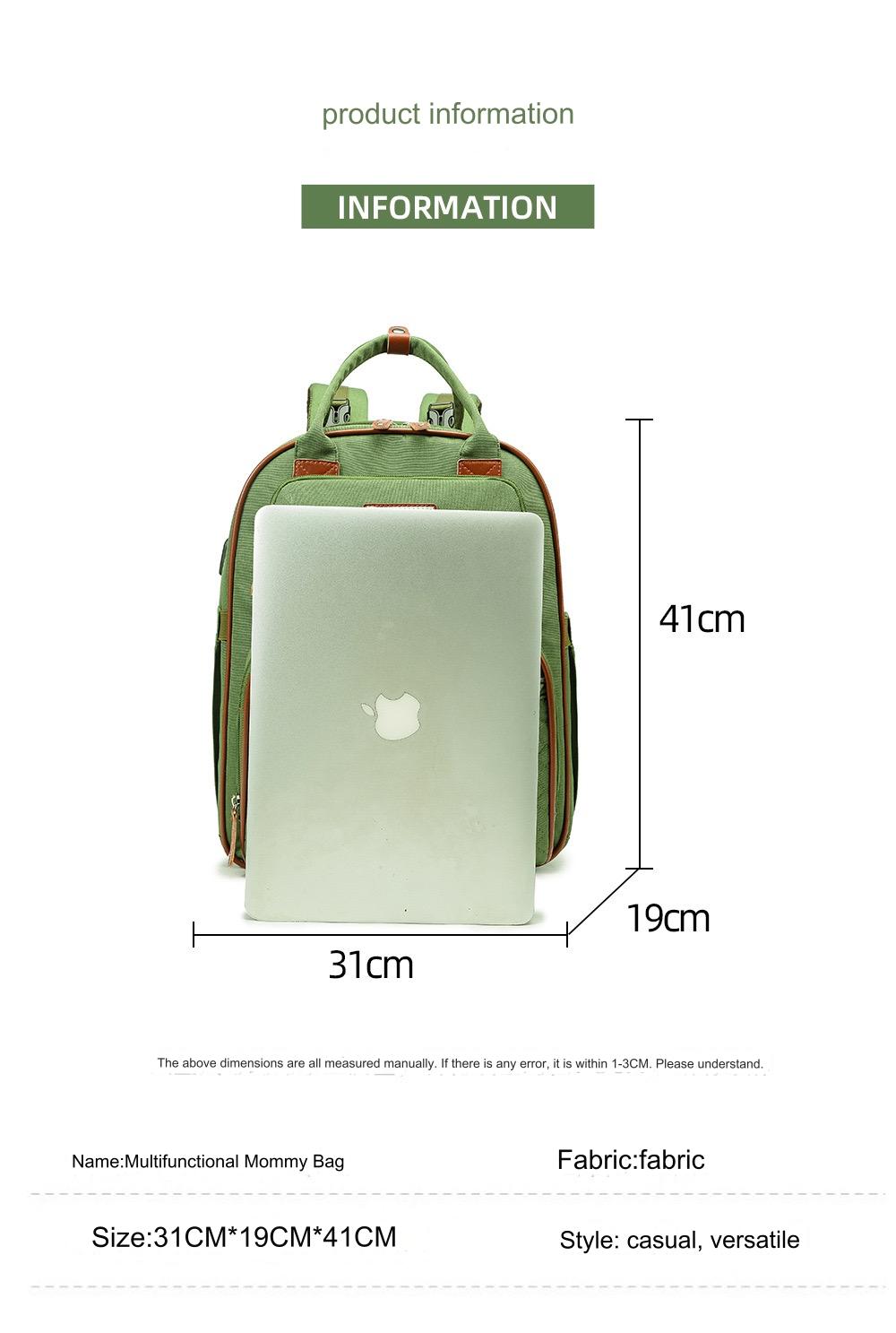 Black Baby Nappy Diaper Backpack, Foldable Stroller Bag USB Changing Bags Mosquito Net 4122 - Senora