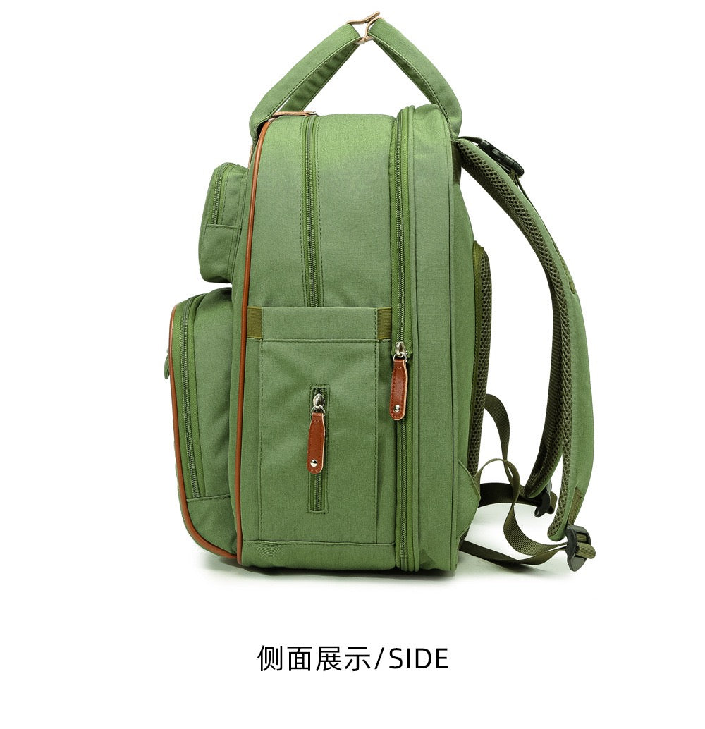 Black Baby Nappy Diaper Backpack, Foldable Stroller Bag USB Changing Bags Mosquito Net 4122 - Senora