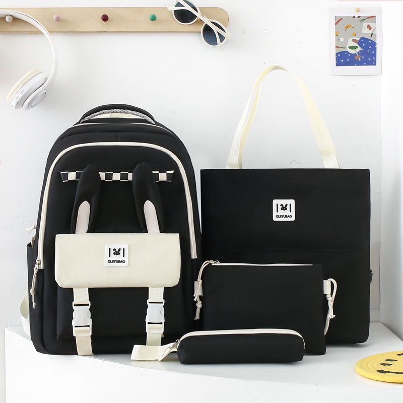 4 pcs Set Backpack Large Capacity School College Travel Bag