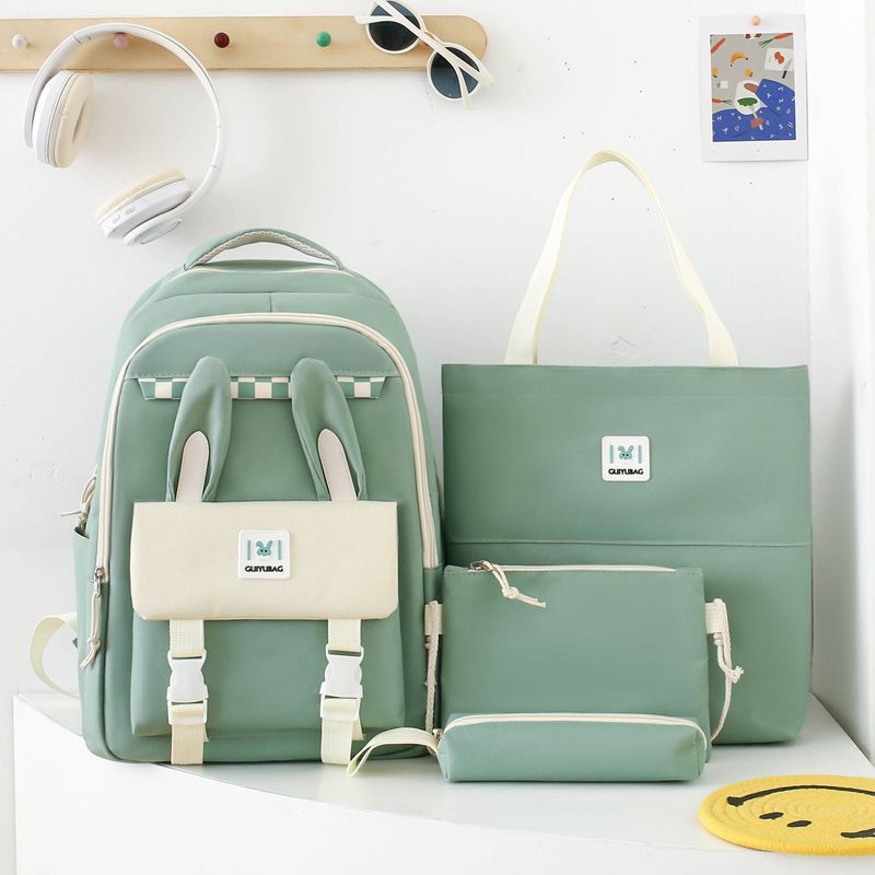 4 pcs Set Backpack Large Capacity School College Travel Bag