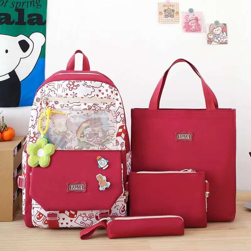 Multi pieces canvas girls Korean style trendy backpack