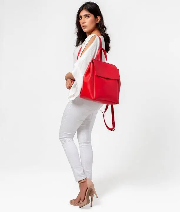 Red Women Leather Backpacks 557 - Senora