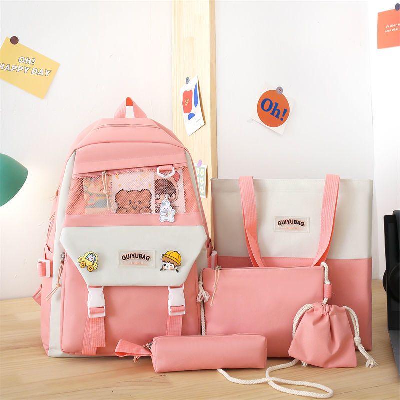 Multi pieces canvas girls Korean style trendy backpack