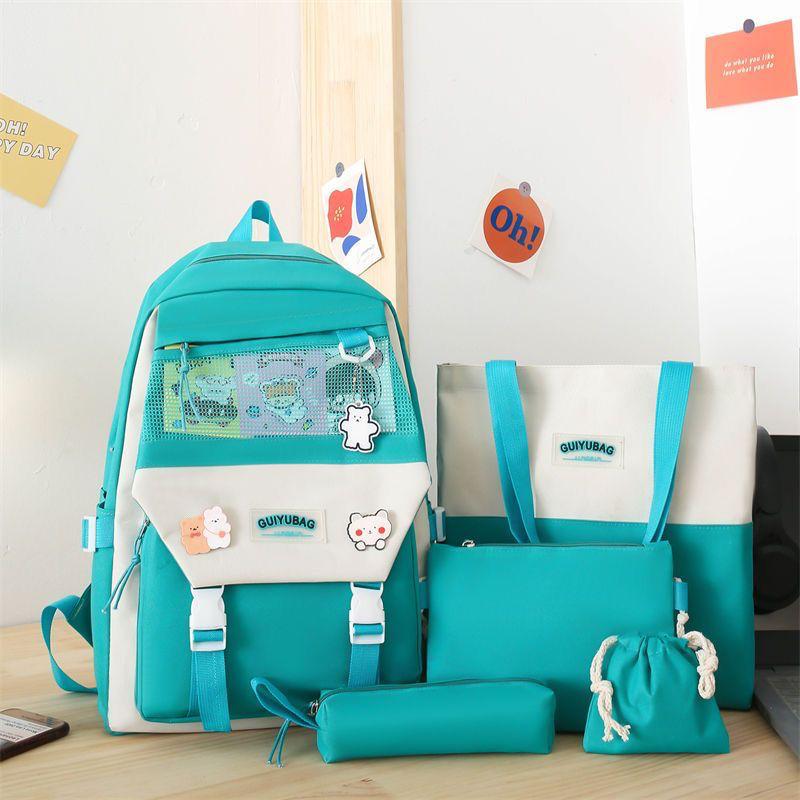 Multi pieces canvas girls Korean style trendy backpack
