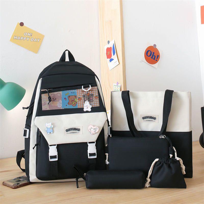 Multi pieces canvas girls Korean style trendy backpack