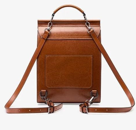 Black Leather Backpacks For women-Chic Zipper Closure Backpack 557-1 - Senora