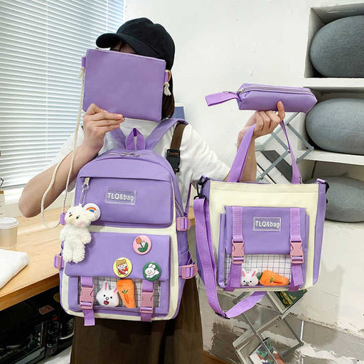 Multi pieces canvas girls Korean style trendy backpack - Senora