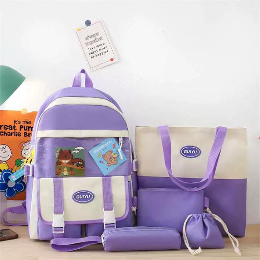 Multi pieces canvas girls Korean style trendy backpack