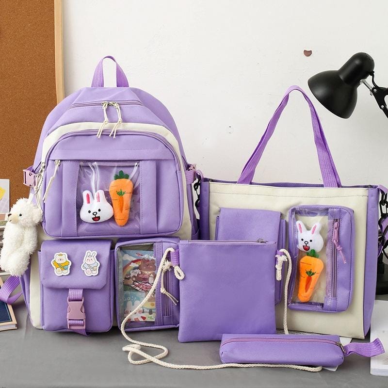 Multi pieces canvas girls Korean style trendy backpack