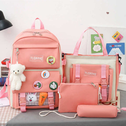 Multi pieces canvas girls Korean style trendy backpack - Senora