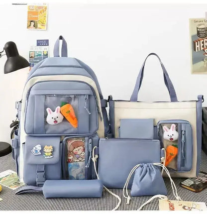 Multi pieces canvas girls Korean style trendy backpack