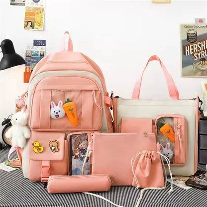 Multi pieces canvas girls Korean style trendy backpack