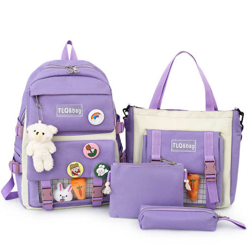 Multi pieces canvas girls Korean style trendy backpack - Senora