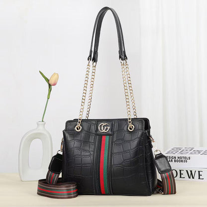 Black Branded Handbag for Women Crocodile Pattren A30 - Senora
