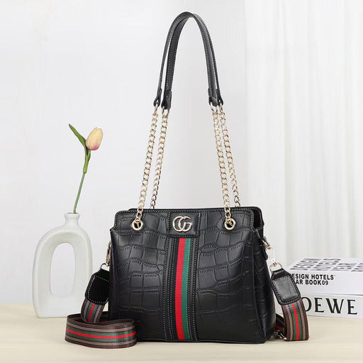 Black Branded Handbag for Women Crocodile Pattren A30 - Senora