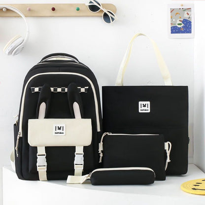 4 pcs Set Backpack Large Capacity School College Travel Bag