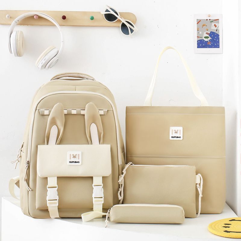 4 pcs Set Backpack Large Capacity School College Travel Bag