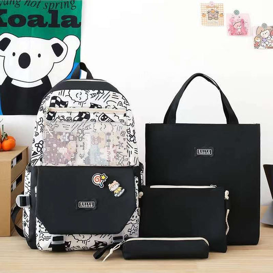 Multi pieces canvas girls Korean style trendy backpack