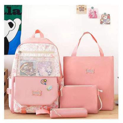 Multi pieces canvas girls Korean style trendy backpack