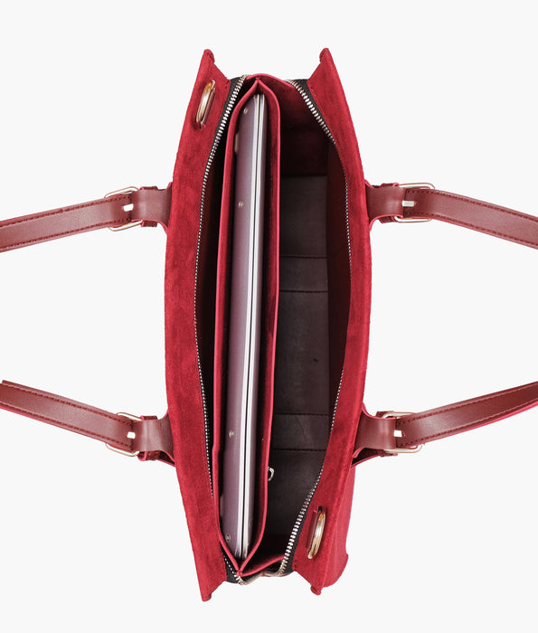 Maroon Suede Tote Bags With Sleeve 612 GALAXY BAGS