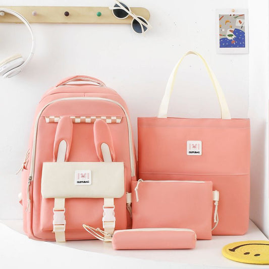 Multi pieces Rabbit canvas 4pcs Korean style trendy backpack