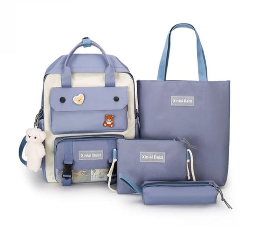 4 pieces canvas Korean style trendy backpack