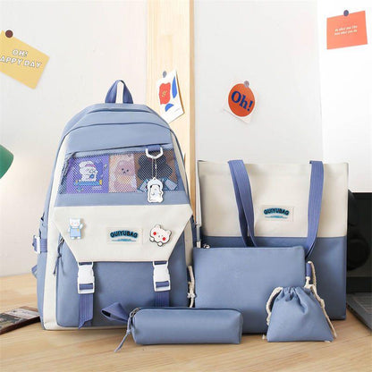 Multi pieces canvas girls Korean style trendy backpack