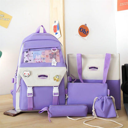 Multi pieces canvas girls Korean style trendy backpack