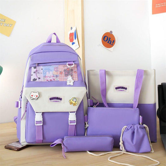 Multi pieces canvas girls Korean style trendy backpack