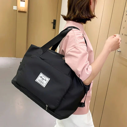 Women Travel Foldable Shoulder Bag Patchwork Tote Bag Casual Large Capacity Fashion Handbag - Senora